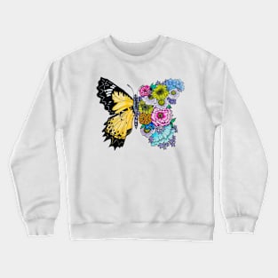 beautiful floral butterfly hand drown Crewneck Sweatshirt